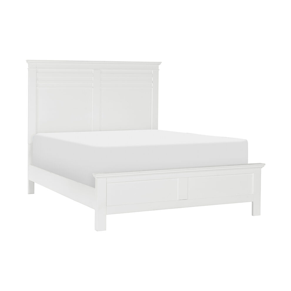 White finish transitional styling eastern king bed by Homelegance