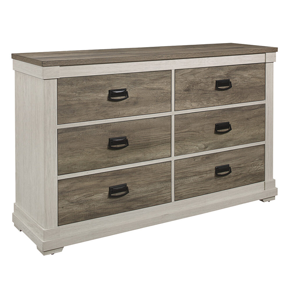 White and weathered gray finish transitional styling dresser by Homelegance