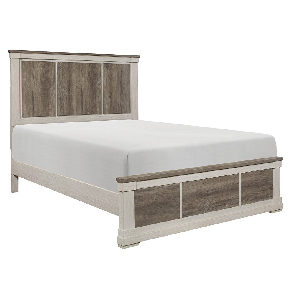 White and weathered gray finish transitional styling eastern king bed by Homelegance