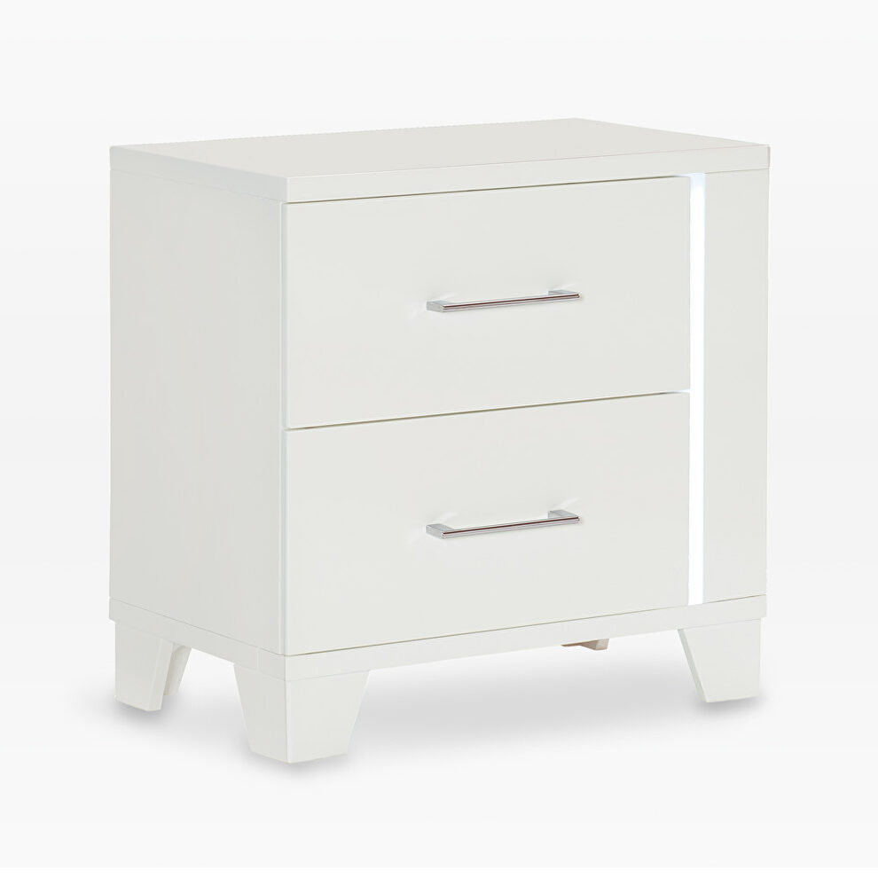 White high gloss finish nightstand bed w/ led lighting by Homelegance