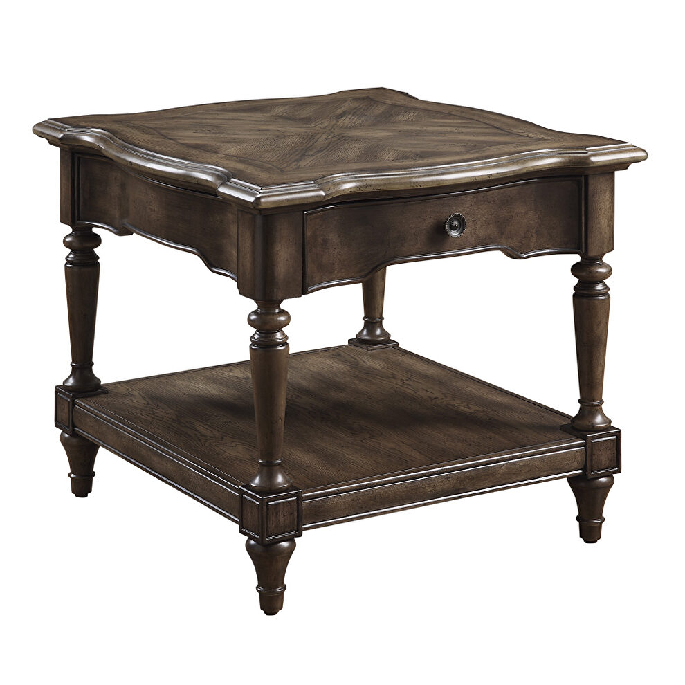 Brown oak finish end table by Homelegance