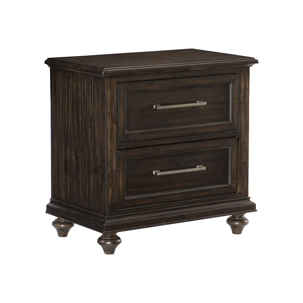Driftwood charcoal finish solid transitional styling nightstand by Homelegance