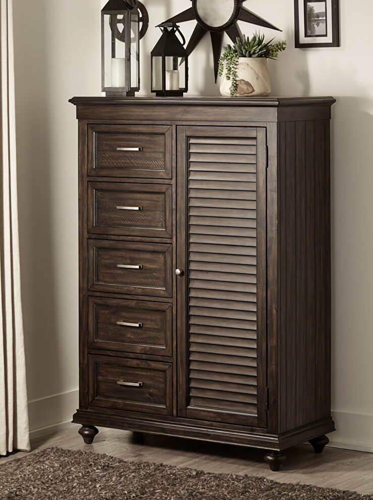 Driftwood charcoal finish solid transitional styling wardrobe chest by Homelegance