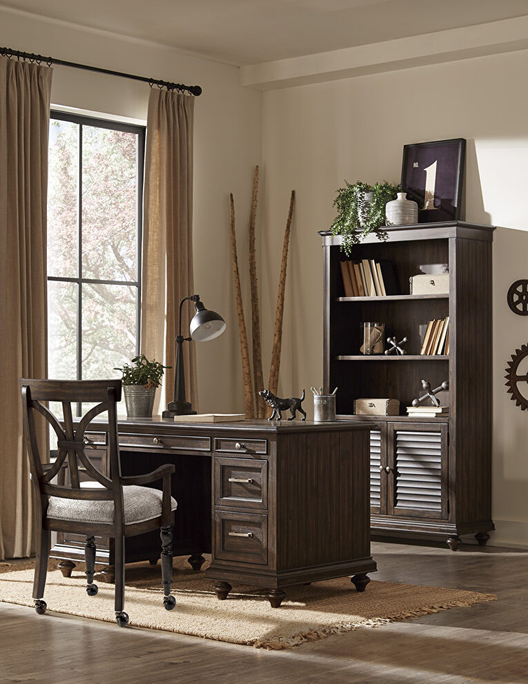 Driftwood charcoal finish executive desk by Homelegance