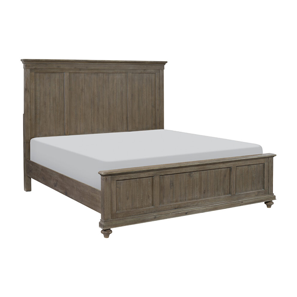 Driftwood light brown finish solid transitional styling eastern king bed by Homelegance