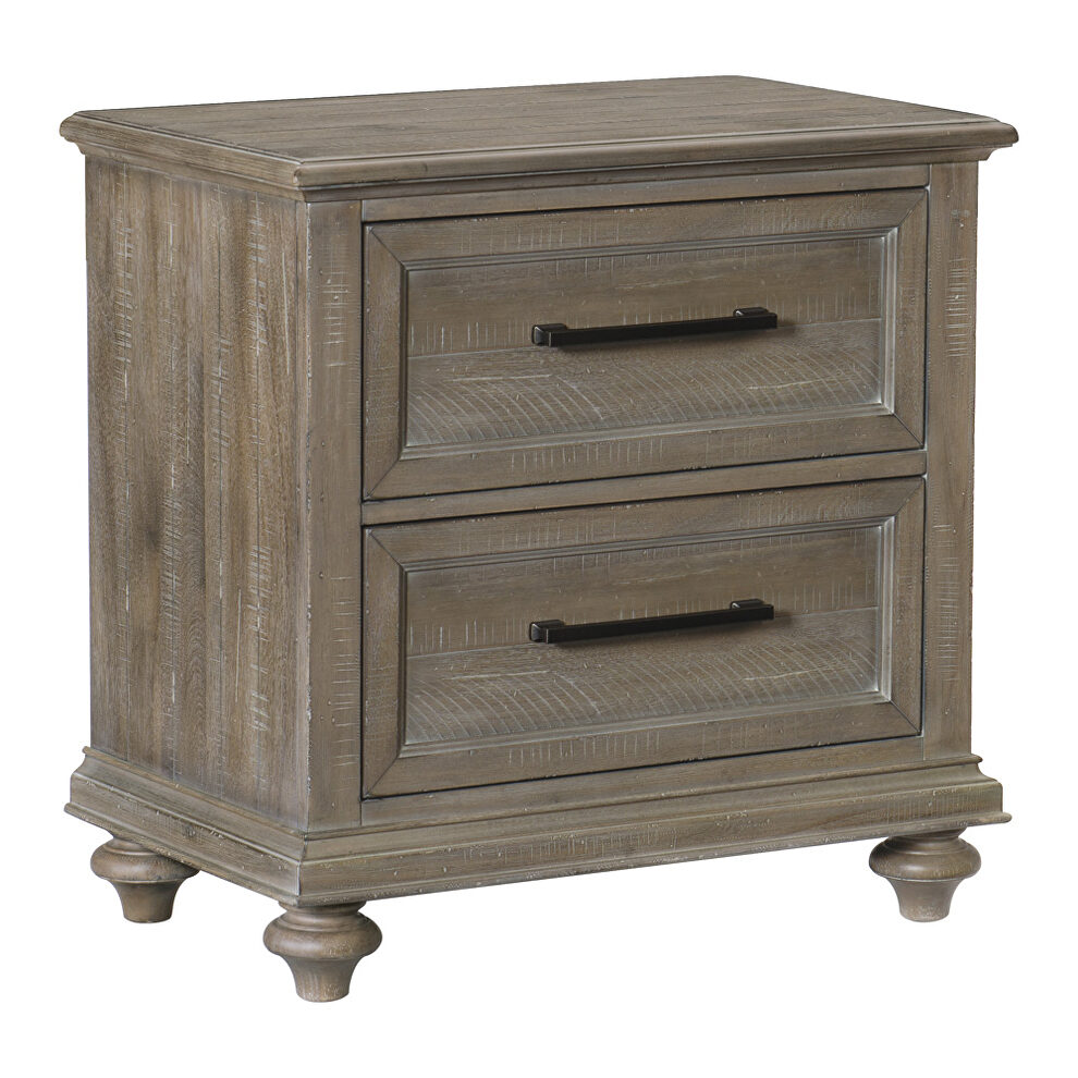 Driftwood light brown finish solid transitional styling nightstand by Homelegance