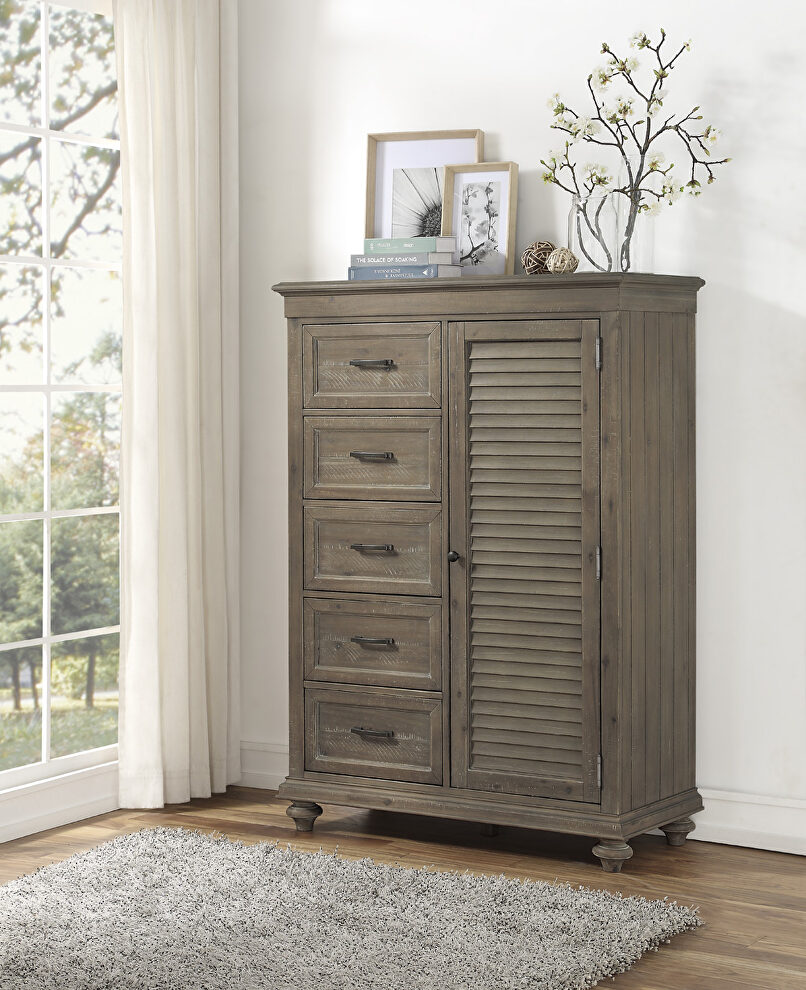 Driftwood light brown finish solid transitional styling wardrobe chest by Homelegance