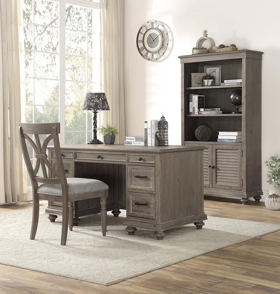 Driftwood light brown finish executive desk by Homelegance