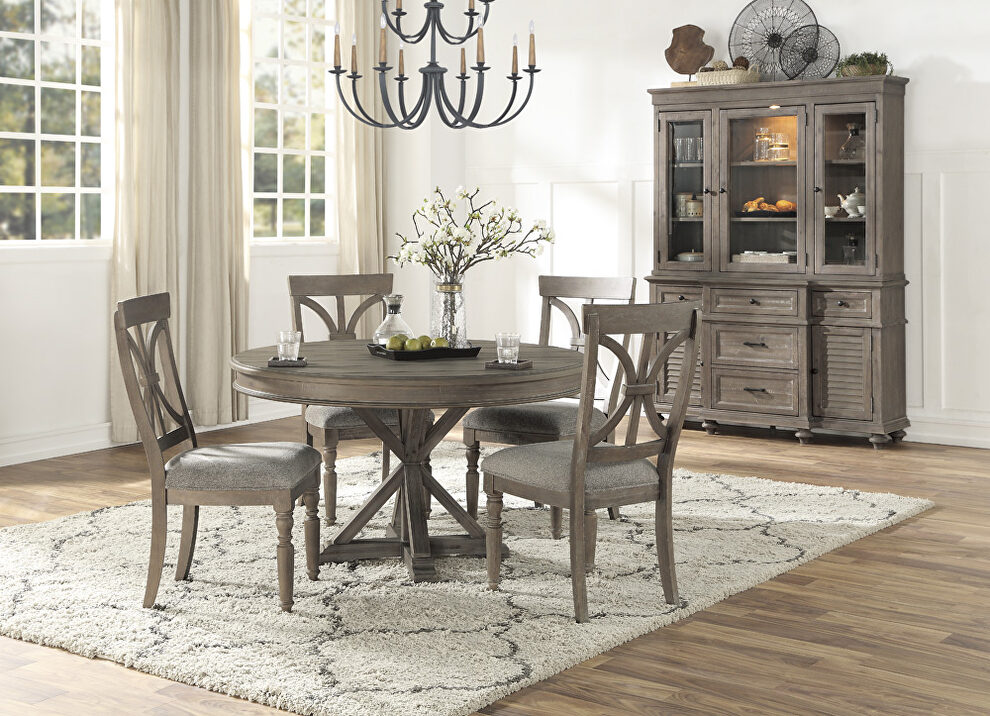 Driftwood light brown finish round dining table by Homelegance