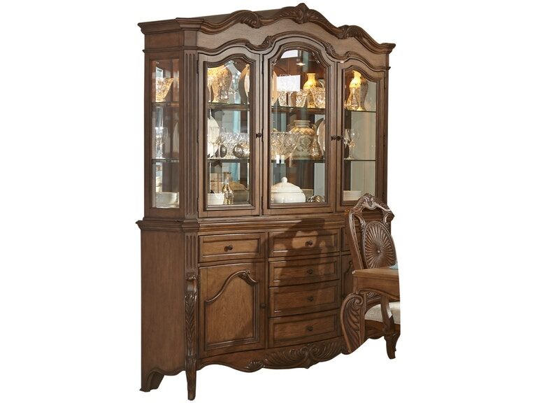 Pecan finish buffet & hutch by Homelegance