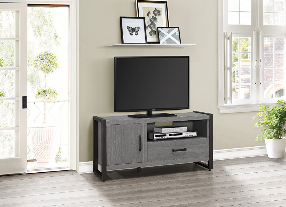 Brown and gunmetal finish 51 TV stand by Homelegance