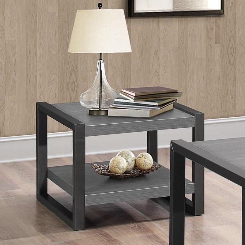 Brown and gunmetal finish end table by Homelegance