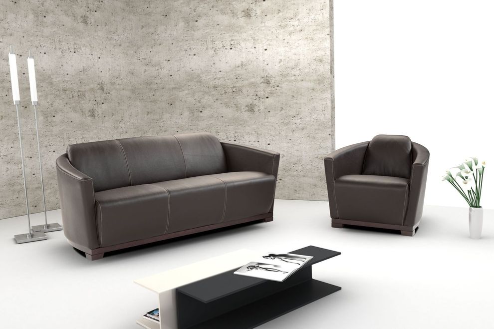 Full Italian leather sofa in chocolate by J&M