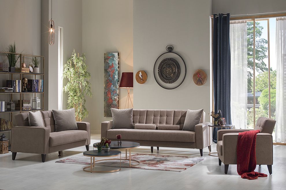 Brown urban modern style storage/sleeper sofa by Istikbal