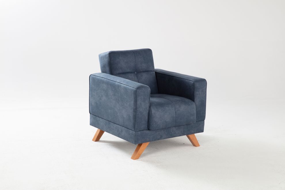 Contemporary stylish blue fabric chair /w storage by Istikbal