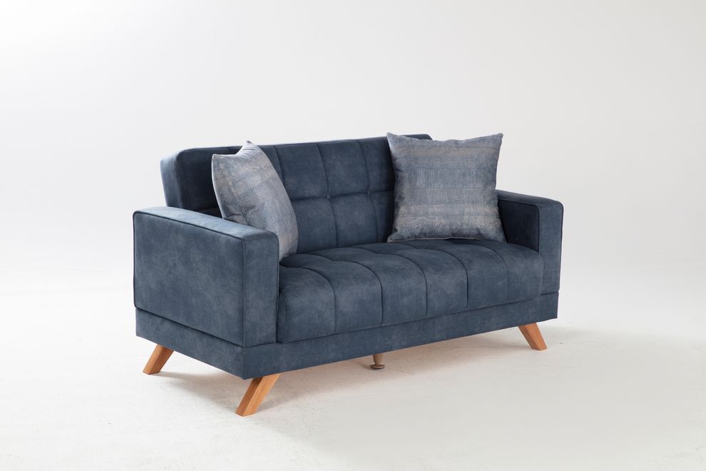Contemporary stylish blue fabric loveseat by Istikbal