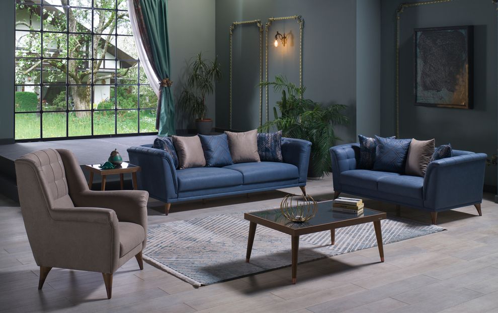 Blue/gray/beige modern quality sofa set by Istikbal