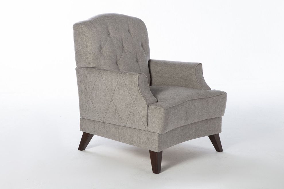 Contemporary diamond pattern gray fabric chair by Istikbal