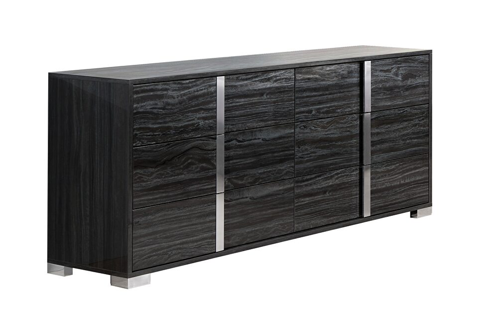 Glossy gray finish dresser by J&M