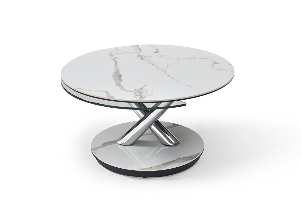 Round swivel clear 2 glass top coffee table by J&M