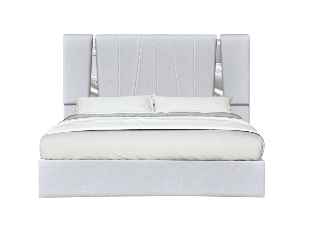 Contemporary silver low-profile king bed by J&M