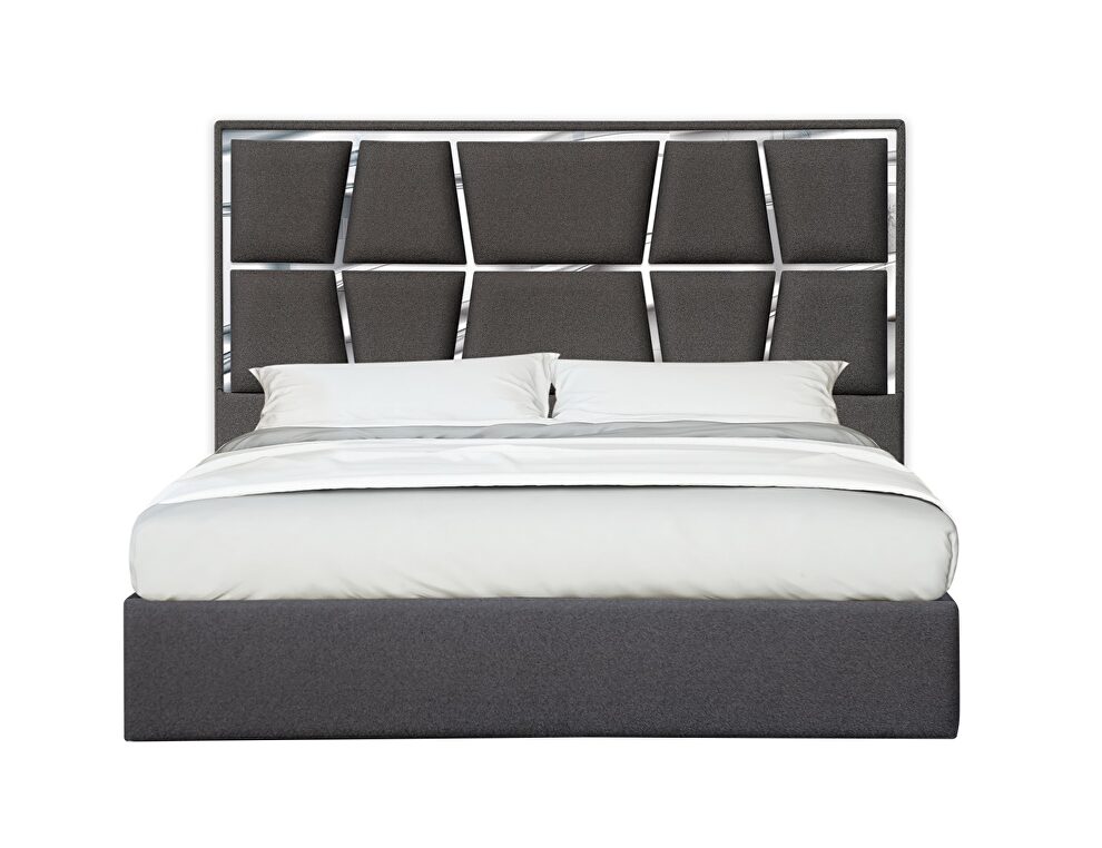 Contemporary charcoal low-profile king bed by J&M