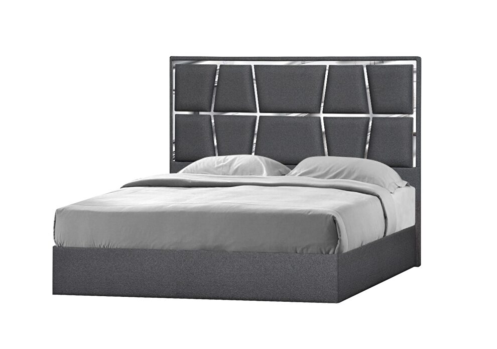 Contemporary charcoal low-profile bed by J&M