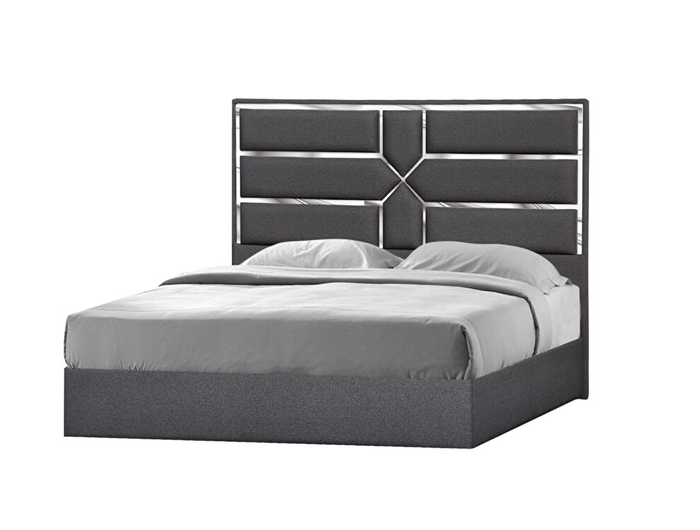 Contemporary charcoal low-profile bed by J&M