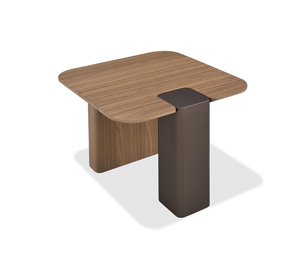 Walnut oak wood veneer top end table by J&M