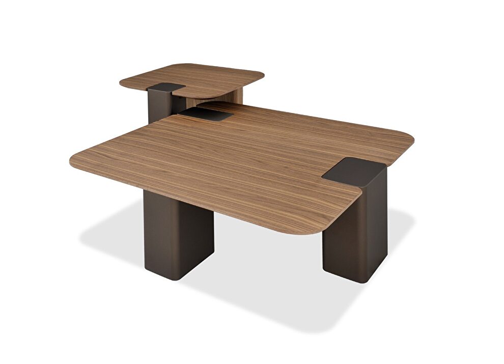 Walnut oak wood veneer top coffee table by J&M