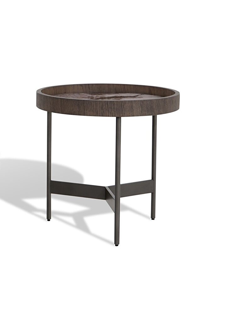 Round 3d printed glass top end table by J&M