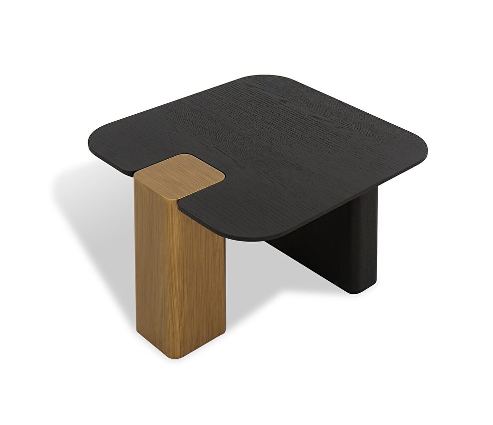 Black oak wood veneer top end table by J&M