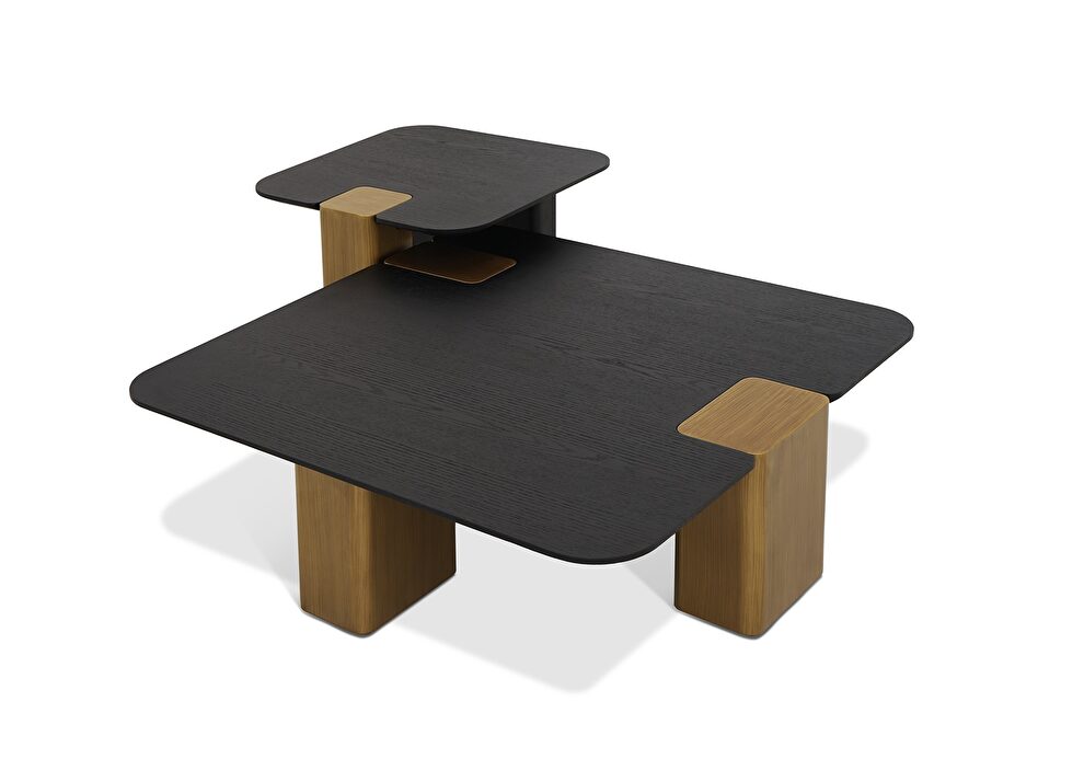 Black oak wood veneer top coffee table by J&M