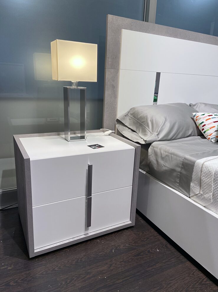 Contemporary white / gray nightstand by J&M