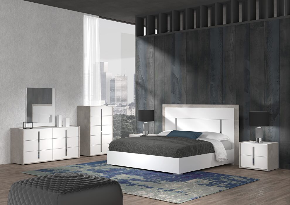 Contemporary white / gray bed by J&M