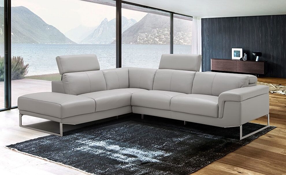 Modern light gray sectional couch by J&M