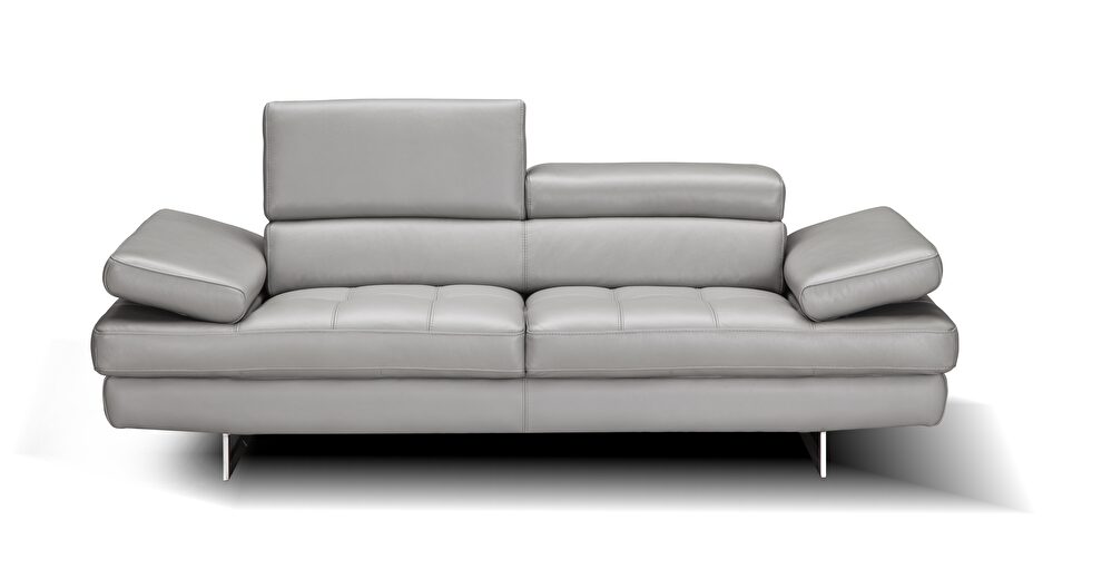 Light gray Italian leather quality contemporary loveseat by J&M