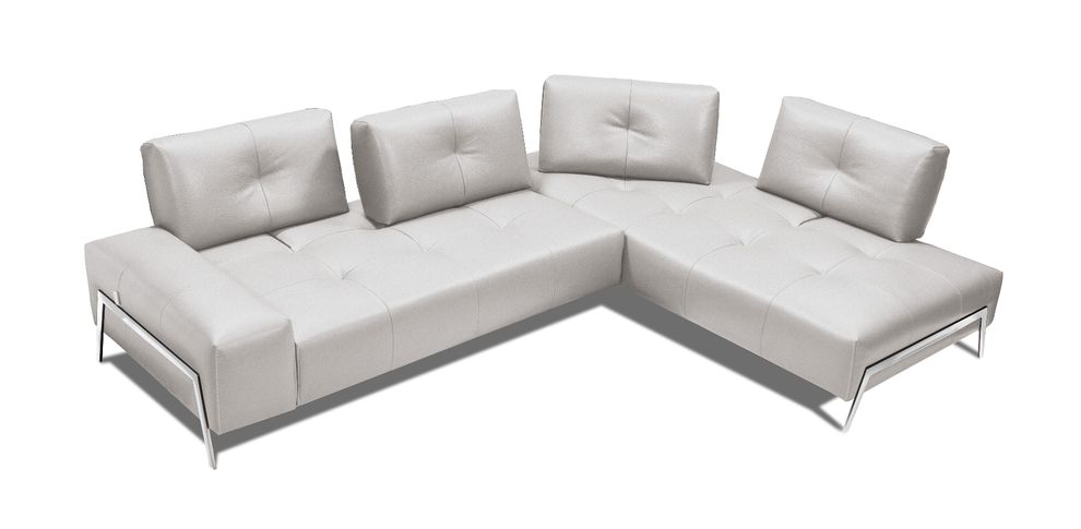 Premium Italian leather sectional in light gray by J&M