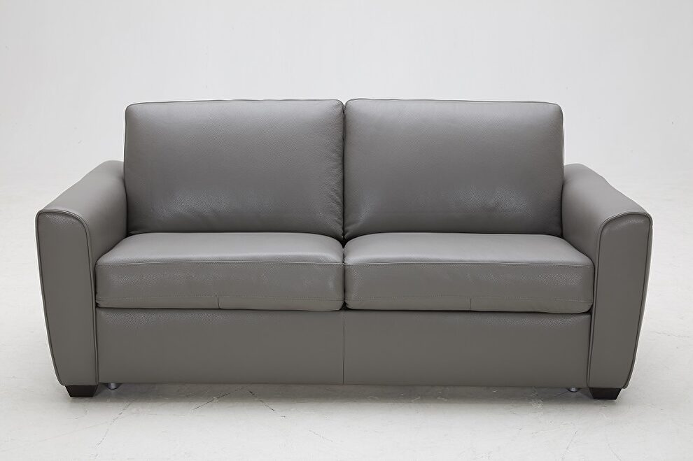 Pull out sofa bed in thick gray leather by J&M