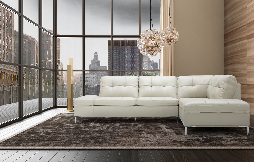 Modern stitched leather sectional with storage in s. gray by J&M