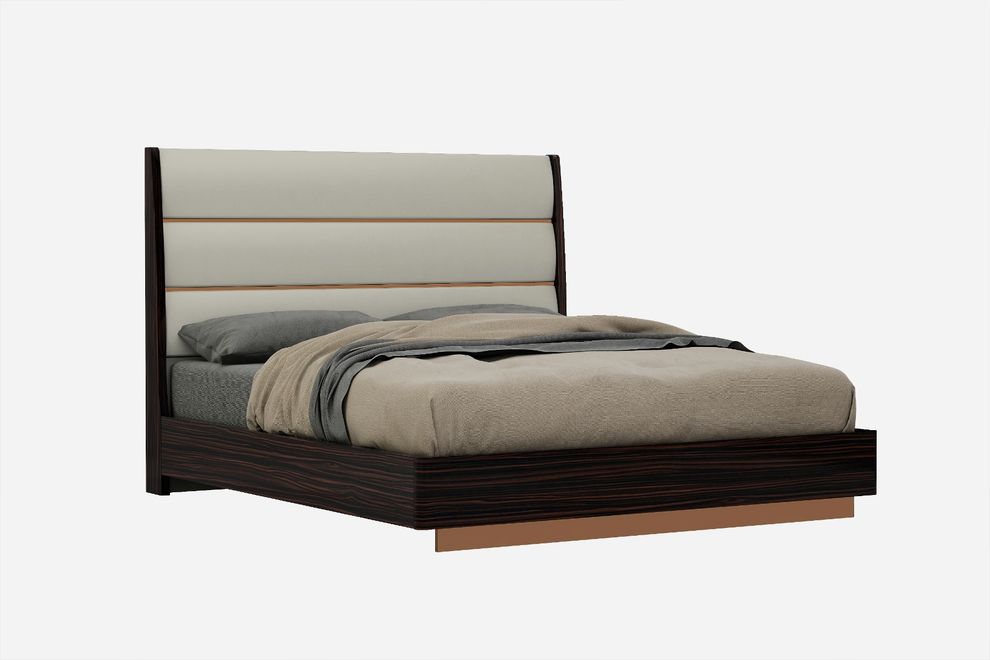 Light gray / ebony glossy modern king size bed by J&M