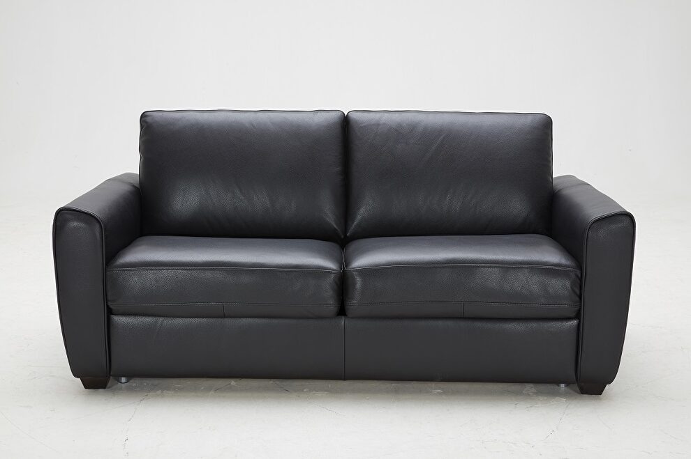 Black leather sofa w/ pull out sofa bed by J&M
