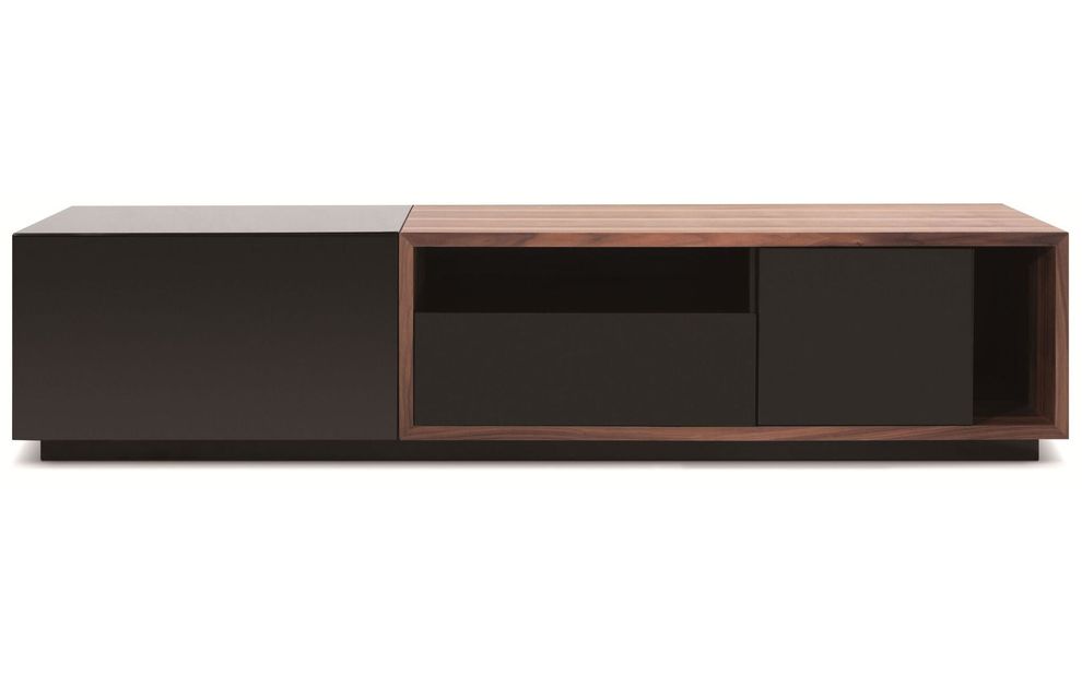 Modern black lacquer / walnut tv stand by J&M