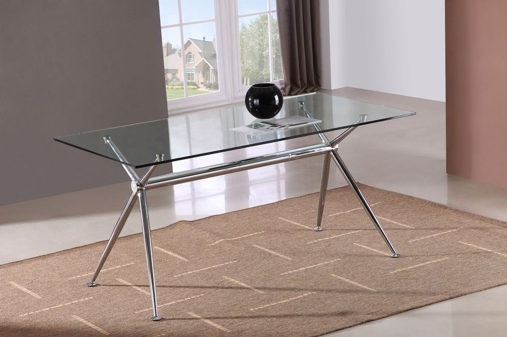 Glass / chrome legs dining table by J&M