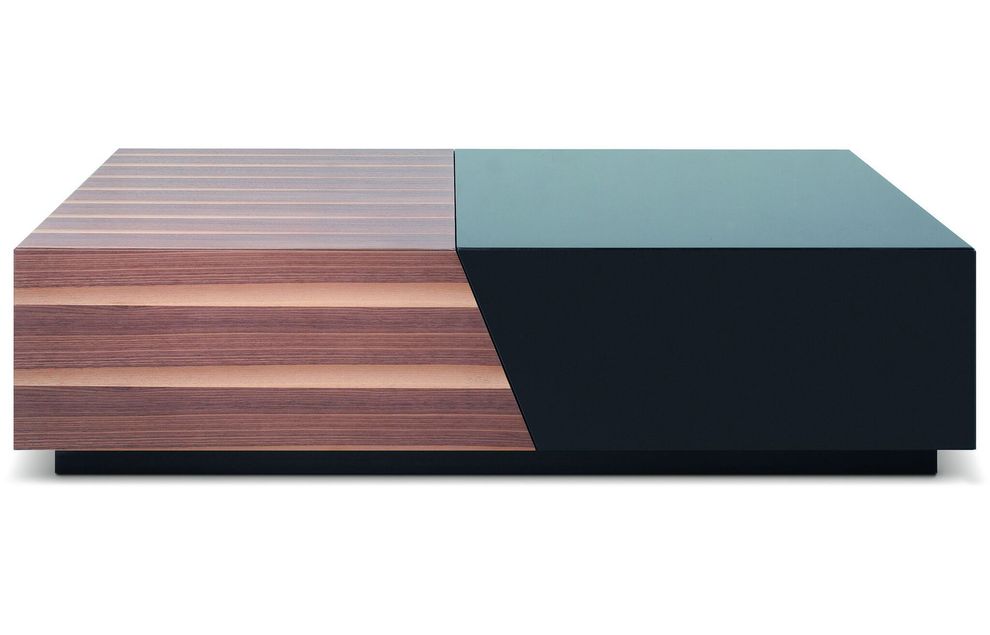 Walnut / black modern low-profile coffee table by J&M
