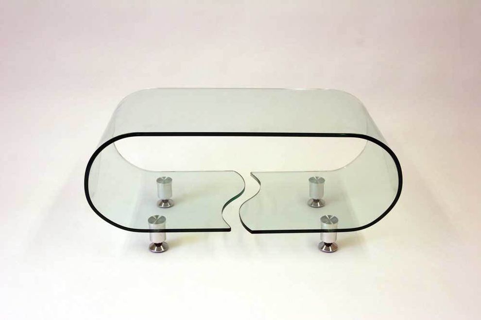 Curved glass coffee table by J&M