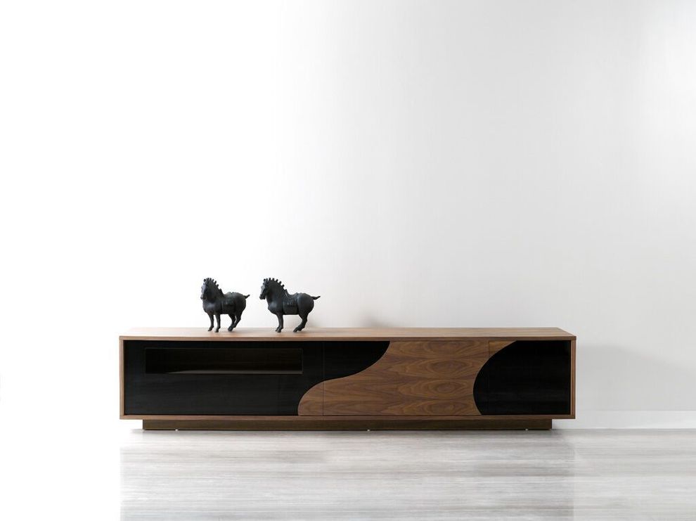 Modern walnut / black high gloss TV Stand by J&M