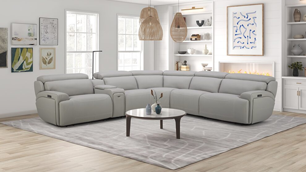 Gray premium leather recliner sectional by J&M