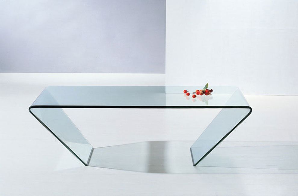 Shaped glass modern coffee table by J&M