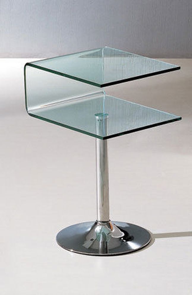 Ultra modern curved glass end table by J&M